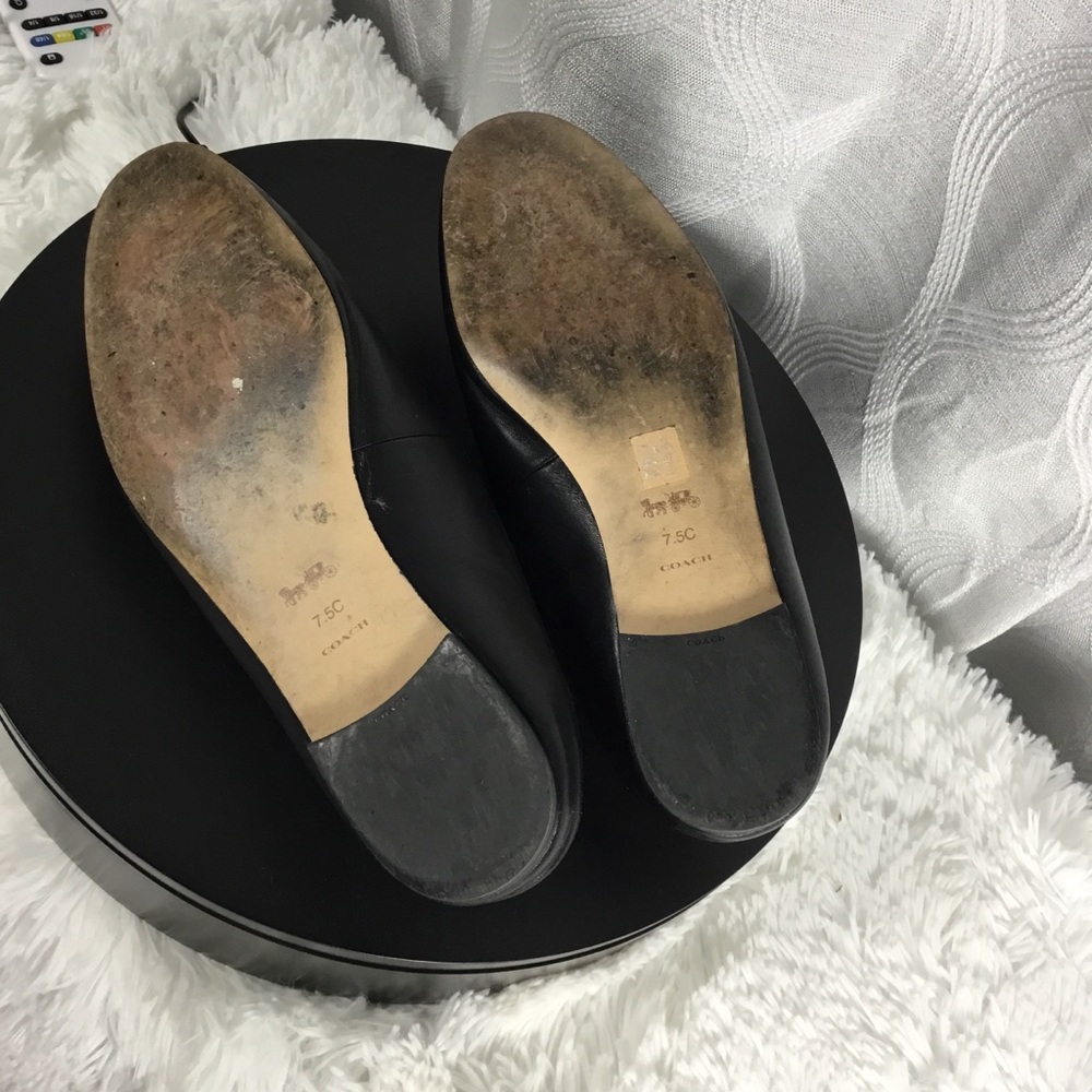 Coach Black Leather Slip-On Mules with Gold Horsebit - Picture 6 of 8